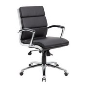 Boss Executive CaressoftPlus Chair with Metal Chrome Finish - Mid Back in Black, B9476-BK