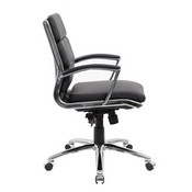 Boss Executive CaressoftPlus Chair with Metal Chrome Finish - Mid Back in Black, B9476-BK