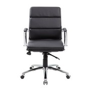 Boss Executive CaressoftPlus Chair with Metal Chrome Finish - Mid Back in Black, B9476-BK