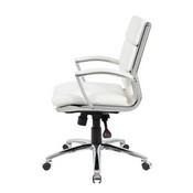 Boss Executive CaressoftPlus Chair with Metal Chrome Finish - Mid Back in White, B9476-WT