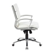Boss Executive CaressoftPlus Chair with Metal Chrome Finish - Mid Back in White, B9476-WT