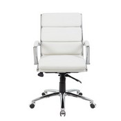 Boss Executive CaressoftPlus Chair with Metal Chrome Finish - Mid Back in White, B9476-WT
