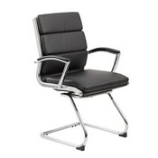 Boss Executive CaressoftPlus Chair with Metal Chrome Finish - Guest Chair in Black, B9479-BK