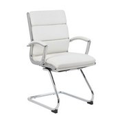 Boss Executive CaressoftPlus Chair with Metal Chrome Finish - Guest Chair in White, B9479-WT