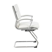 Boss Executive CaressoftPlus Chair with Metal Chrome Finish - Guest Chair in White, B9479-WT