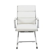 Boss Executive CaressoftPlus Chair with Metal Chrome Finish - Guest Chair in White, B9479-WT