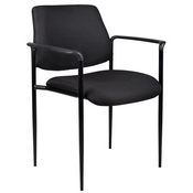 Boss Square Back Diamond Stacking Chair W/Arm In Black, B9503-BK