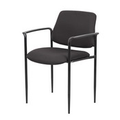 Boss Square Back Diamond Stacking Chair W/Arm In Black, B9503-BK