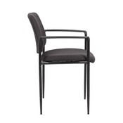 Boss Square Back Diamond Stacking Chair W/Arm In Black, B9503-BK