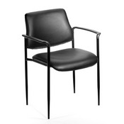 Boss Square Back Diamond Stacking Chair W/Arm In Black Caressoft, B9503-CS