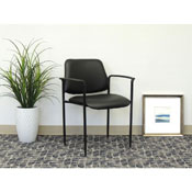 Boss Square Back Diamond Stacking Chair W/Arm In Black Caressoft, B9503-CS