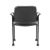 Boss Square Back Diamond Stacking Chair W/Arm and Casters In Black Caressoft, B9503R-CS