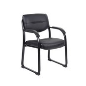 Boss Leather Sled Base Side Chair W/ Arms, B9519