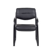 Boss Leather Sled Base Side Chair W/ Arms, B9519