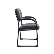 Boss Leather Sled Base Side Chair W/ Arms, B9519