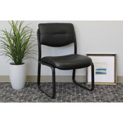 Boss Leather Sled Base Side Chair W/ Arms, B9519