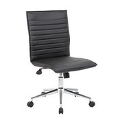 Boss Black Vinyl Armless Hospitality Chair, B9534C-BK