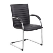 Boss Chrome Frame, Black Vinyl Side Chair, 2 pack, B9536-BK-2