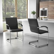 Boss Chrome Frame, Black Vinyl Side Chair, 2 pack, B9536-BK-2