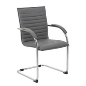 Boss Chrome Frame, Grey Vinyl Side Chair, 2 pack, B9536-GY-2