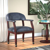 Boss Captain's guest, accent or dining chair in Blue Vinyl W/ Casters, B9545-BE