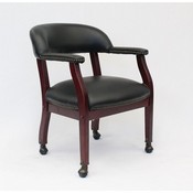 Boss Captain's guest, accent or dining chair in Black Vinyl W/ Casters, B9545-BK