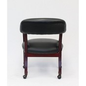 Boss Captain's guest, accent or dining chair in Black Vinyl W/ Casters, B9545-BK