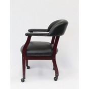 Boss Captain's guest, accent or dining chair in Black Vinyl W/ Casters, B9545-BK