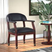 Boss Captain's guest, accent or dining chair in Black Vinyl W/ Casters, B9545-BK