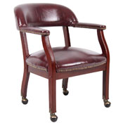 Boss Captain's guest, accent or dining chair in Burgundy Vinyl W/ Casters, B9545-BY