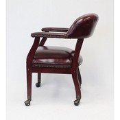 Boss Captain's guest, accent or dining chair in Burgundy Vinyl W/ Casters, B9545-BY