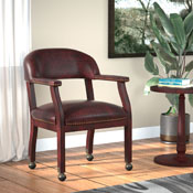 Boss Captain's guest, accent or dining chair in Burgundy Vinyl W/ Casters, B9545-BY