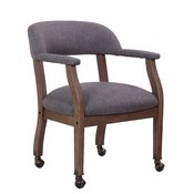 Boss Modern Captain's Chair in Slate Grade Commercial Grade Linen With Casters, B9545DW-SG