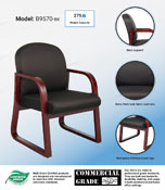 Boss Mahogany Frame guest, accent or dining chair In Black Fabric, B9570-BK