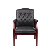 Boss Traditional Black Caressoft Guest Chair W/ Mahogany Finish, B959-BK