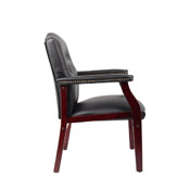 Boss Traditional Black Caressoft Guest Chair W/ Mahogany Finish, B959-BK