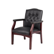 Boss Traditional Black Caressoft Guest Chair W/ Mahogany Finish, B959-BK
