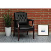 Boss Traditional Black Caressoft Guest Chair W/ Mahogany Finish, B959-BK