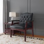 Boss Traditional Black Caressoft Guest Chair W/ Mahogany Finish, B959-BK