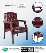Boss Traditional Oxblood Vinyl Guest Chair W/ Mahogany Finish, B959-BY