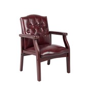Boss Traditional Oxblood Vinyl Guest Chair W/ Mahogany Finish, B959-BY