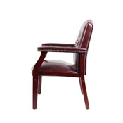 Boss Traditional Oxblood Vinyl Guest Chair W/ Mahogany Finish, B959-BY
