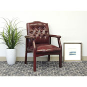 Boss Traditional Oxblood Vinyl Guest Chair W/ Mahogany Finish, B959-BY