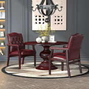 Boss Traditional Oxblood Vinyl Guest Chair W/ Mahogany Finish, B959-BY