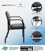 Boss Antimicrobial Guest Chair, 300 lb. weight capacity, B9591AM-BK