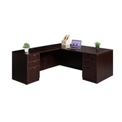 Boss Office Products 71 Inch Executive L-Shape Corner Desk with Dual Box/Box/File Storage Pedestals, Mahogany ((N101,N145,2 N166)MAHOGANY), GROUPA11-M