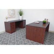 Boss Office Products Executive Office Suite, 66 Inch Desk and Credenza with Dual Box/Box/File Storage Pedestals, Mahogany ((N102,N111,2 N166)MAHOGANY), GROUPA12-M