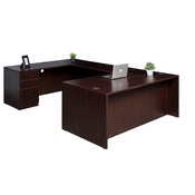 Boss Office Products 66 Inch Executive U-Shape Desk with Box/Box/File Storage Pedestal, Mahogany ((N102,N197,N111,N166), GROUPA13-M