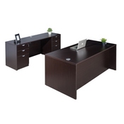 Boss Office Products Office Suite, 71 Inch Desk and Credenza with Dual Box/Box/File Storage Pedestals, Mocha ((N101,N143, 2 N166)MOCHA), GROUPA2-MOC