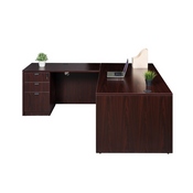 Boss Office Products 66 Inch Executive L-Shape Corner Desk with Box/Box/File Storage Pedestal, Mahogany ((N102,N196,N166)MAHOGANY), GROUPA20-M